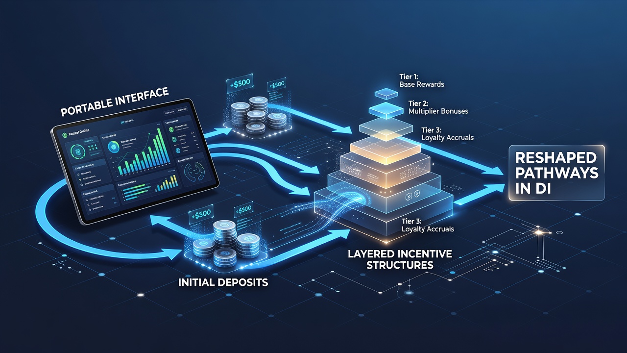 Dashboard view of tiered incentives unlocked via mobile deposits in wagering platforms