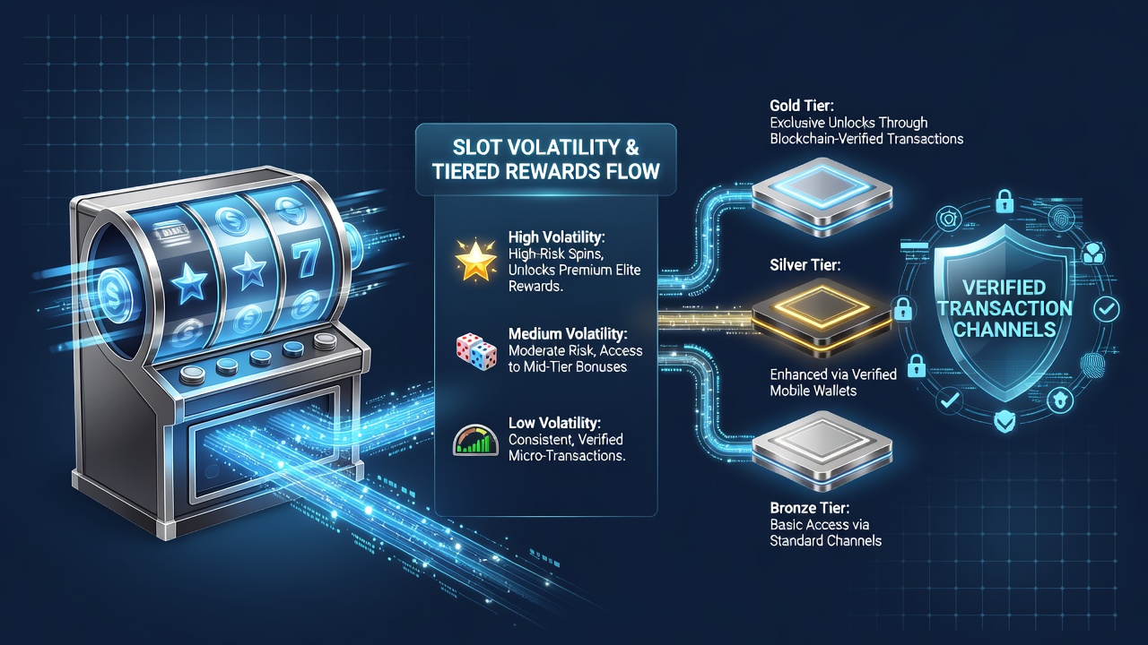 Dashboard view of tiered rewards progression linked to slot volatility metrics and verified mobile transactions