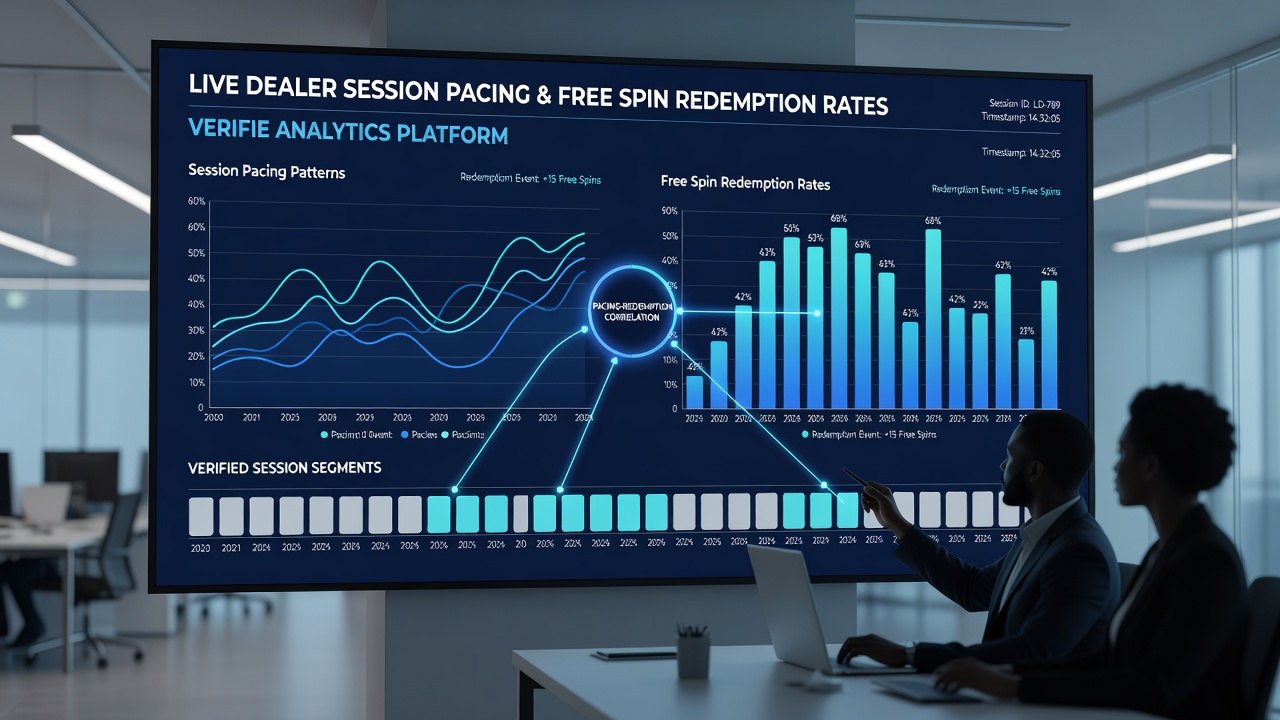 Mobile screen capture of live dealer roulette with pacing analytics overlay and free spin redemption prompt