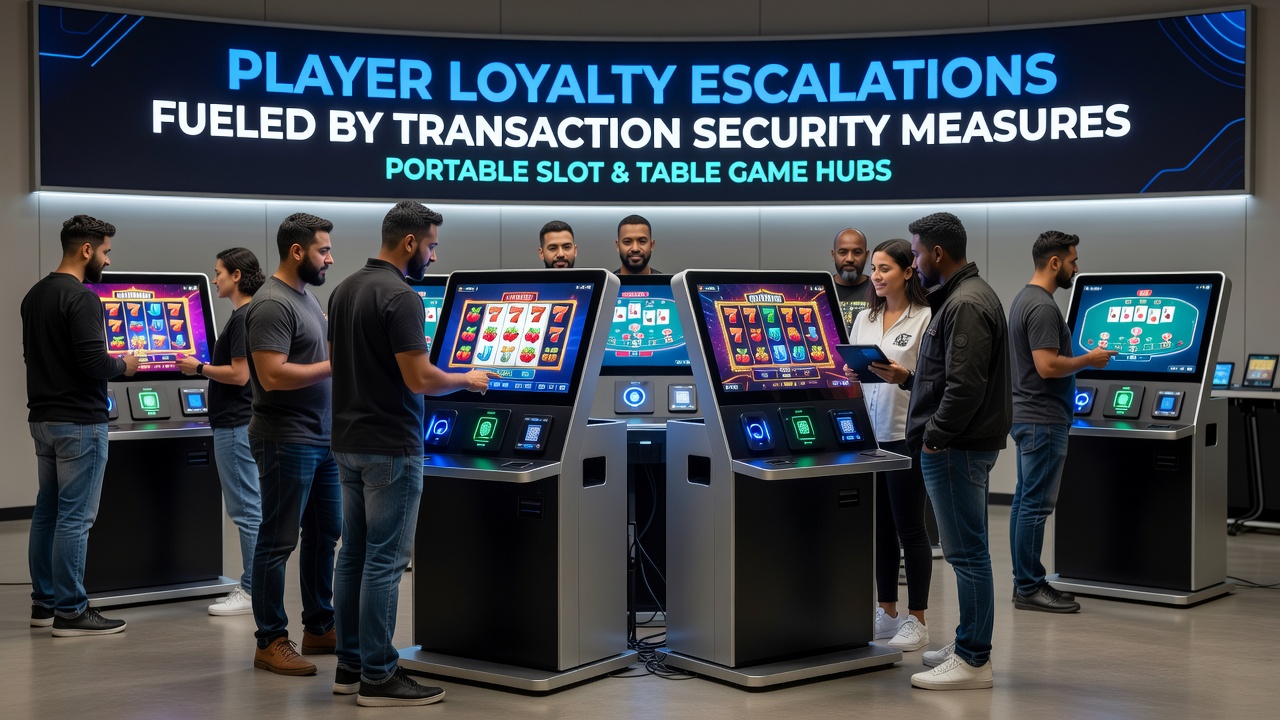 Mobile slot and table game interfaces displaying secure transaction confirmations on portable devices