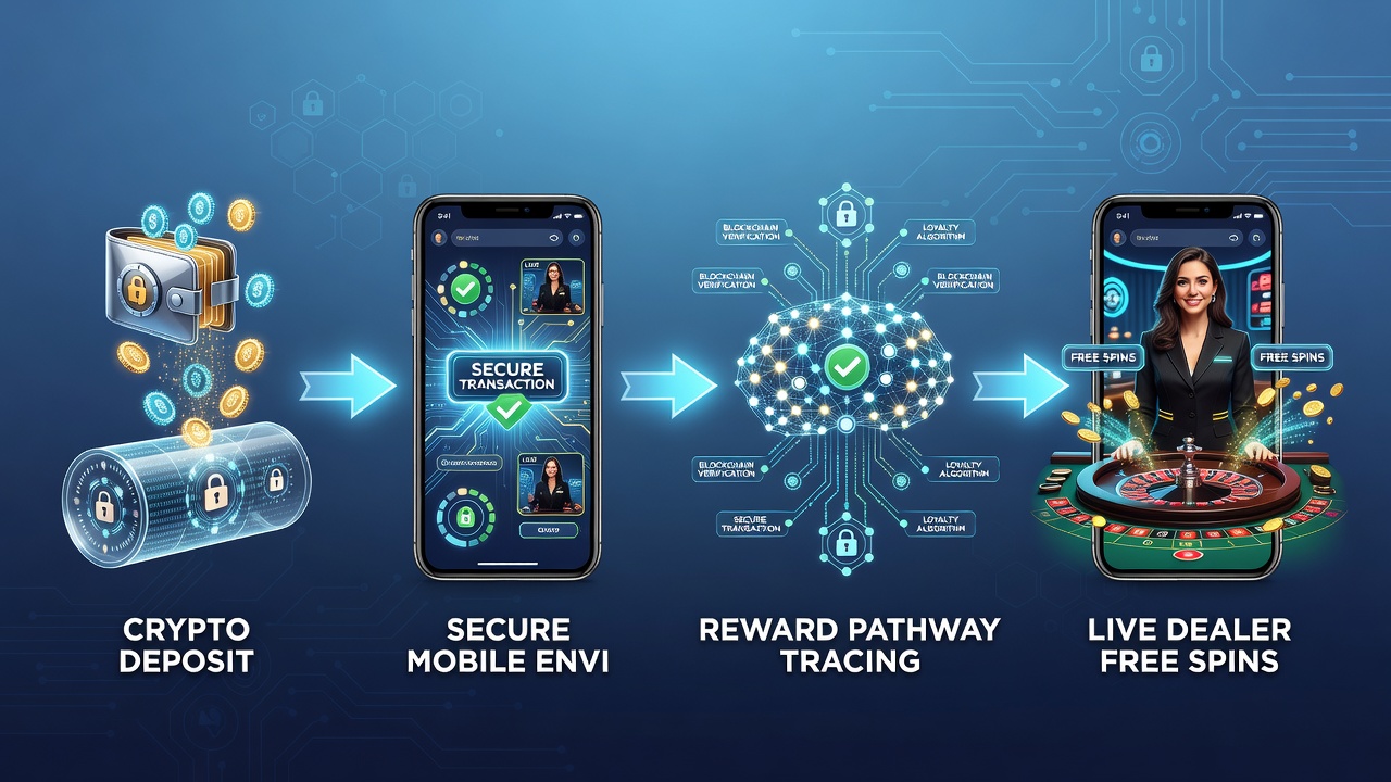 Secure mobile interface displaying live dealer free spin activation after crypto deposit confirmation